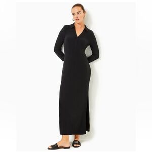NWT Lilly Pulitzer Ollie 3/4 Sleeve Maxi Polo Dress in Noir/Black Size: Small